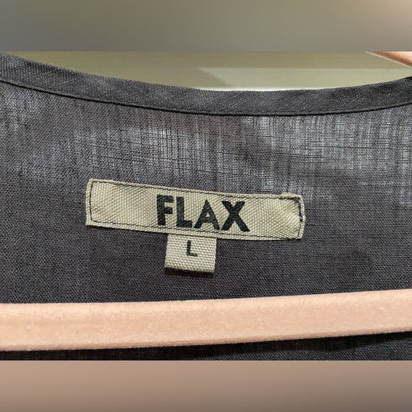 FLAX Long Sleeve Peplum Blouse Shirt Charcoal Button Linen Lagenlook Size Large - Picture 6 of 10